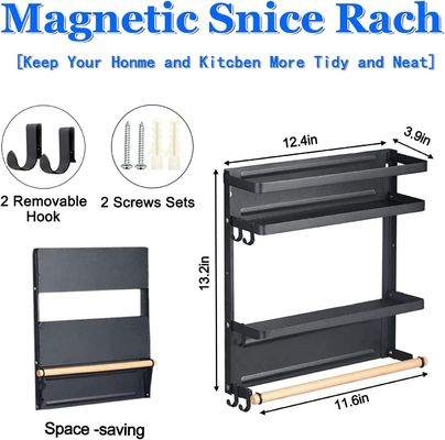 Storage Holders Racks Metal Fridge Shelf Magnetic Spice Rack Organizer for Refrigerator