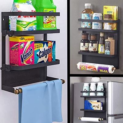 Storage Holders Racks Metal Fridge Shelf Magnetic Spice Rack Organizer for Refrigerator