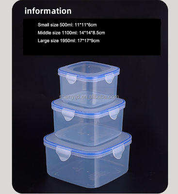 3pcs Airtight Plastic Storage Box Set for Multi-functional Food Storage Containers