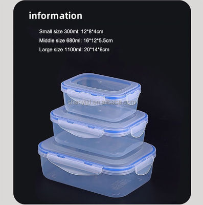 3pcs Airtight Plastic Storage Box Set for Multi-functional Food Storage Containers