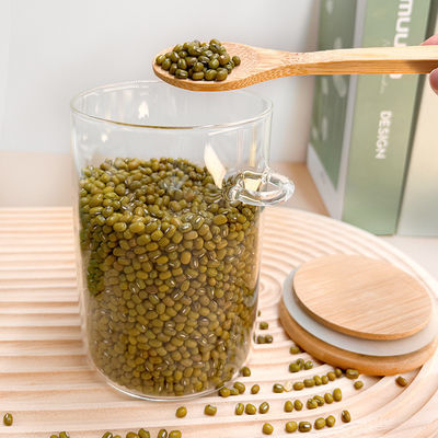 Clear Glass Rack Food Storage Container with Functional Design and Round Bamboo Lid