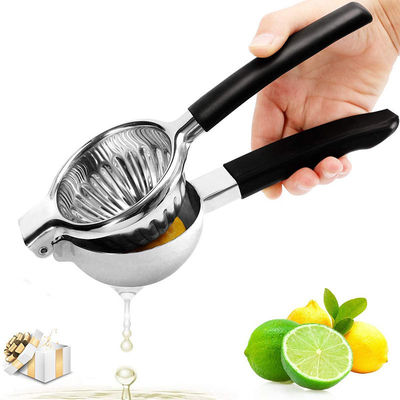 Manual Lemon Citrus Press Juicer with Silicone Rubber Handle and Stainless Steel Design