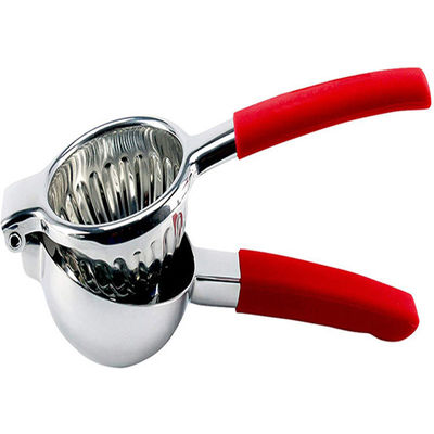 Manual Lemon Citrus Press Juicer with Silicone Rubber Handle and Stainless Steel Design