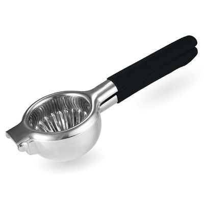 Manual Lemon Citrus Press Juicer with Silicone Rubber Handle and Stainless Steel Design