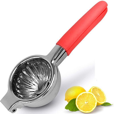 Manual Lemon Citrus Press Juicer with Silicone Rubber Handle and Stainless Steel Design