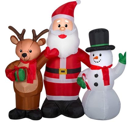 Outdoor Christmas Lighted Santa Sleigh Arch with Snowman Gingerbread Tree Inflatables