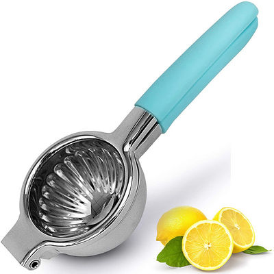 Manual Lemon Citrus Press Juicer with Silicone Rubber Handle and Stainless Steel Design