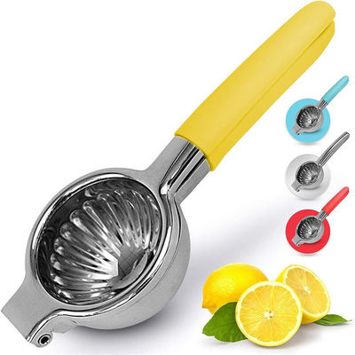 Manual Lemon Citrus Press Juicer with Silicone Rubber Handle and Stainless Steel Design