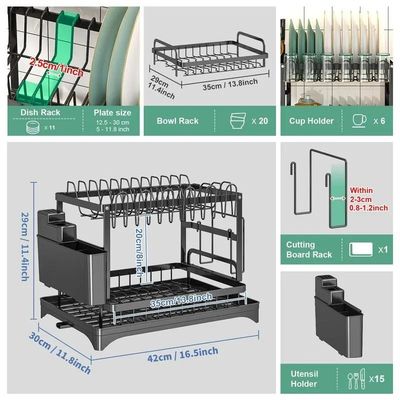 85*32*15cm Metal Dish Drainer Organizer Rack for Sustainable and Hygienic Dish Drying