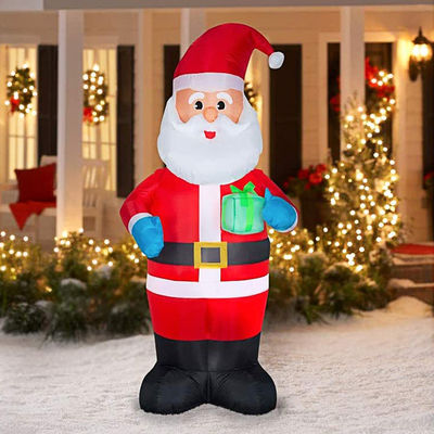Indoor Outdoor Garden Christmas Decorations 6ft Natal Inflatables Santa Claus With LED Lights Green