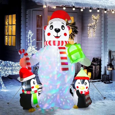 Indoor Outdoor Garden Christmas Decorations 6ft Natal Inflatables Santa Claus With LED Lights Green