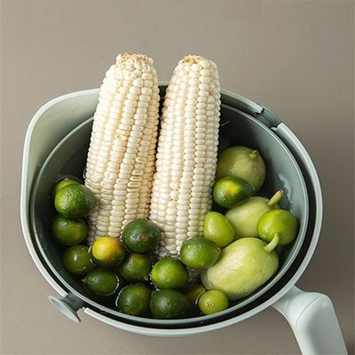 302g PP ABS Double Layer Rotating Drainage Basket for Washing Vegetables Removable