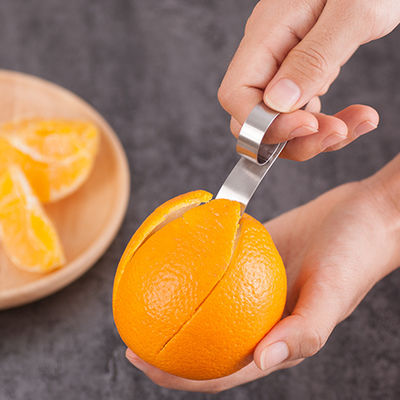430 Stainless Steel Ring Mini Size Fruit Peeler Kitchen Gadget Manual Orange Peeler Sliver