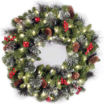 Plush Cloth and Plastic Christmas Pinecone Wreath for Outdoor Christmas Decorations
