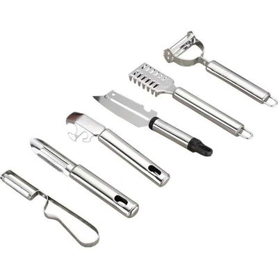 304 Stainless Steel Set of Kitchen Gadgets 6 in 1 for Fruit Paring and Vegetable Peeling