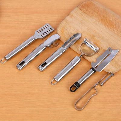 304 Stainless Steel Set of Kitchen Gadgets 6 in 1 for Fruit Paring and Vegetable Peeling