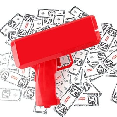 18.5cmX8cmX17.5cm Plastic Jet Currency Gun for Wedding Bar Game Atmospheric Props