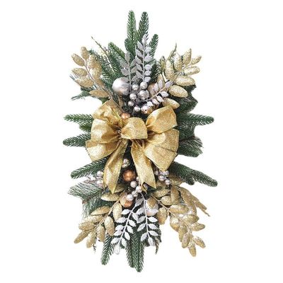 Plush Cloth and Plastic Door Hanging Rattan Wreath for Hotel Christmas Decoration