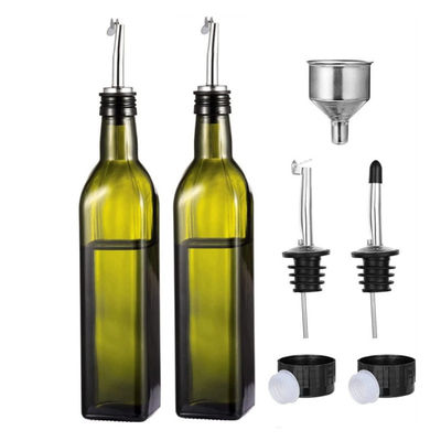 Glass Oil Dispenser Bottle 500ML/17OZ Square Shape Stocked for Kitchen Oil and Vinegar