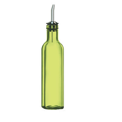 Green Glass Oil Drizzler 500ml for Kitchen Cooking with Funnel Stainless Steel Pourer