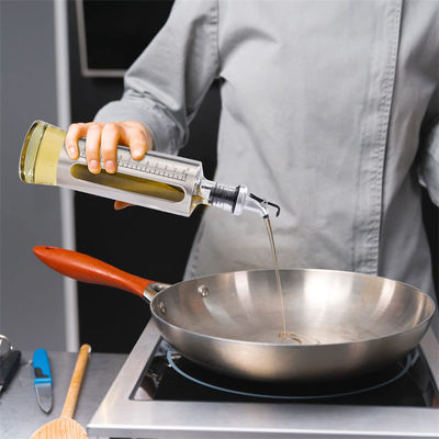 500ml Capacity Silver Stainless Steel Olive Oil Dispenser Glass Bottle with Pour Spout