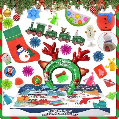 24pcs Christmas Advent Calendar Blind Box Cartoon Fidget Squishy Toy for Kids Toy Set