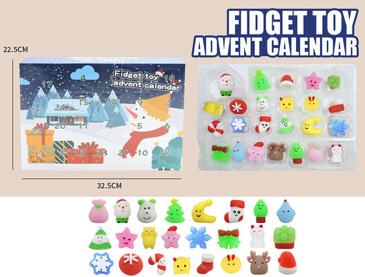 24pcs Christmas Advent Calendar Blind Box Cartoon Fidget Squishy Toy for Kids Toy Set