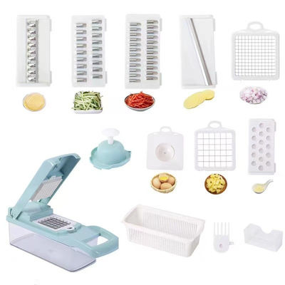 Hand Held Multifunctional Onion Cutter Fruits Slicer Potatoes Peeler Best Sell 12 in 1