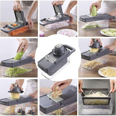 Hand Held Multifunctional Onion Cutter Fruits Slicer Potatoes Peeler Best Sell 12 in 1