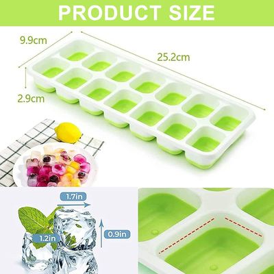 14-Ice Cube Trays TPE PP Material with Easy-Release and Spill-Resistant Removable Lid