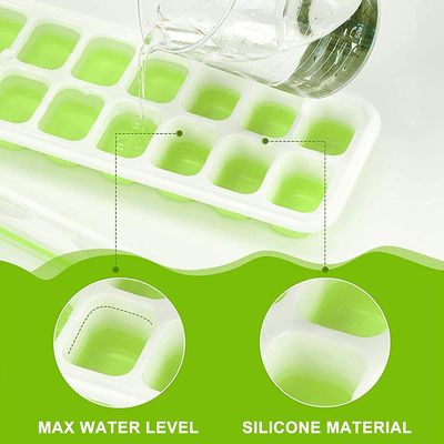 14-Ice Cube Trays TPE PP Material with Easy-Release and Spill-Resistant Removable Lid