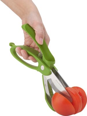 Stocked Salad Scissors With PP TPR Handle Green Vegetable Chopper for Salad Cutting