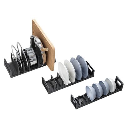 Adjustable Plate Bowl Rack Dish Holder in Kitchen Cabinet Drawer Dinnerware Organizer