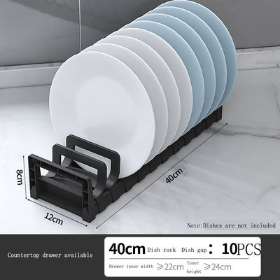 Adjustable Plate Bowl Rack Dish Holder in Kitchen Cabinet Drawer Dinnerware Organizer