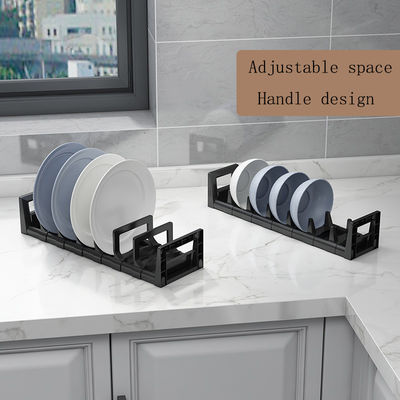 Adjustable Plate Bowl Rack Dish Holder in Kitchen Cabinet Drawer Dinnerware Organizer