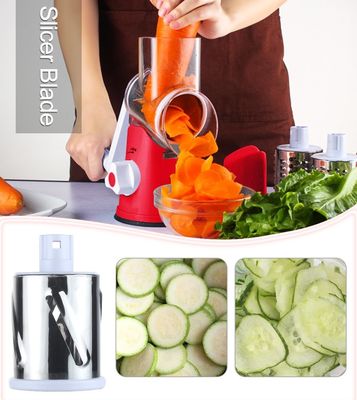3 Drum Blades Stocked Rotary Cheese Grater for Manual Vegetable Slicer and Walnuts Grinder