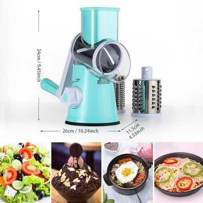 3 Drum Blades Stocked Rotary Cheese Grater for Manual Vegetable Slicer and Walnuts Grinder