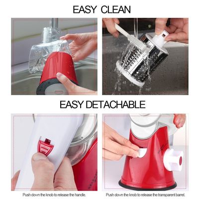 3 Drum Blades Stocked Rotary Cheese Grater for Manual Vegetable Slicer and Walnuts Grinder