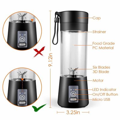 2/4/6 Blades Mini USB Rechargeable Home Blender And Mixer for Portable Green Juicing