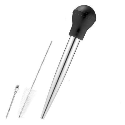 304 Stainless Steel Silicone Drip Oil Seasoning Tube for BBQ Turkey Needle in Balck