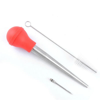 304 Stainless Steel Silicone Drip Oil Seasoning Tube for BBQ Turkey Needle in Balck