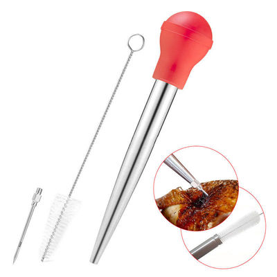 304 Stainless Steel Silicone Drip Oil Seasoning Tube for BBQ Turkey Needle in Balck