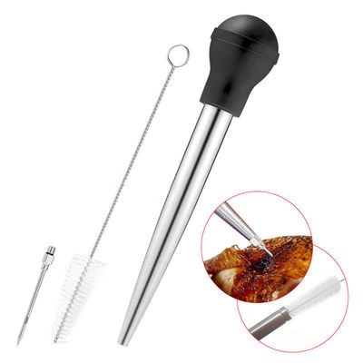 304 Stainless Steel Silicone Drip Oil Seasoning Tube for BBQ Turkey Needle in Balck