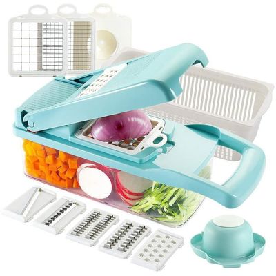 Custom Logo Stainless Steel 8 Blades Potato Onion Food Chopper Mandoline Vegetable Slicer