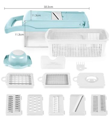 Custom Logo Stainless Steel 8 Blades Potato Onion Food Chopper Mandoline Vegetable Slicer