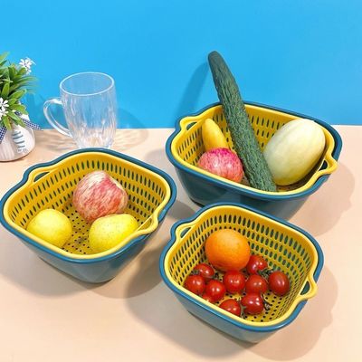 Vegetable Storage Household 6pcs Double-layer Plastic Multi Water-draining Clean Drain Basket