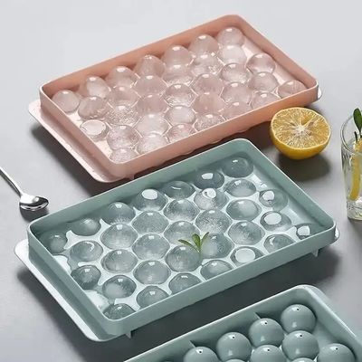 33 Cavity Circle Round Ball Ice Cube Tray Sphere Plastic Ice Ball Maker Mold with Lid