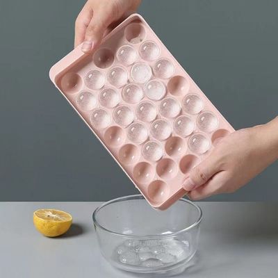 33 Cavity Circle Round Ball Ice Cube Tray Sphere Plastic Ice Ball Maker Mold with Lid