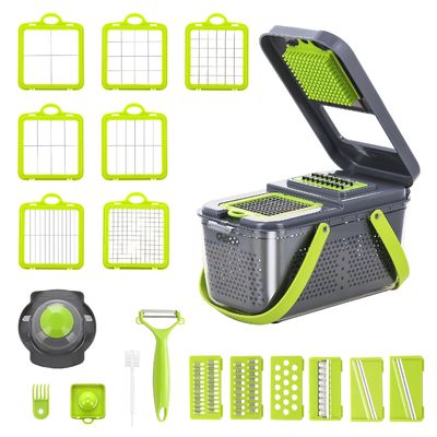 22pcs Vegetable Slicer Dicer with Drain Basket Handle and Sustainable Mandoline Cutter