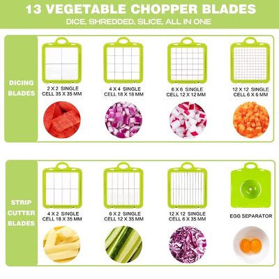 22pcs Vegetable Slicer Dicer with Drain Basket Handle and Sustainable Mandoline Cutter